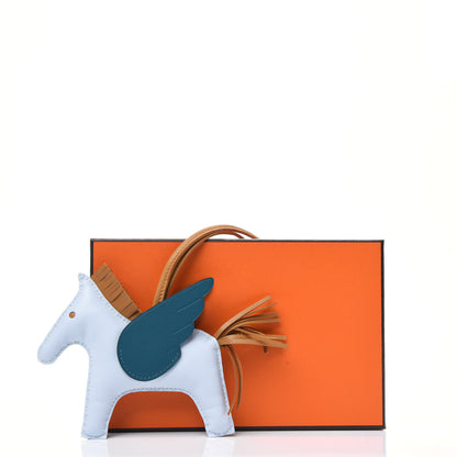 Hermes Milo Lambskin Grigri Rodeo Pegase Horse Bag Charm PM Bleu Brume Sesame Vert Bosphore 5 of 5