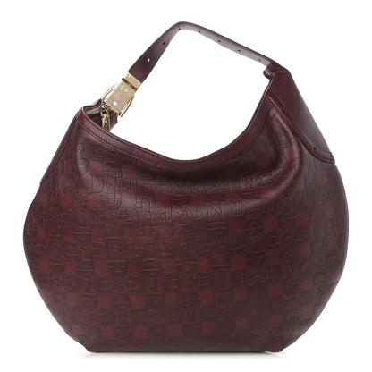 Gucci Calfskin Horsebit Embossed Glam Hobo Burgundy 1 of 14