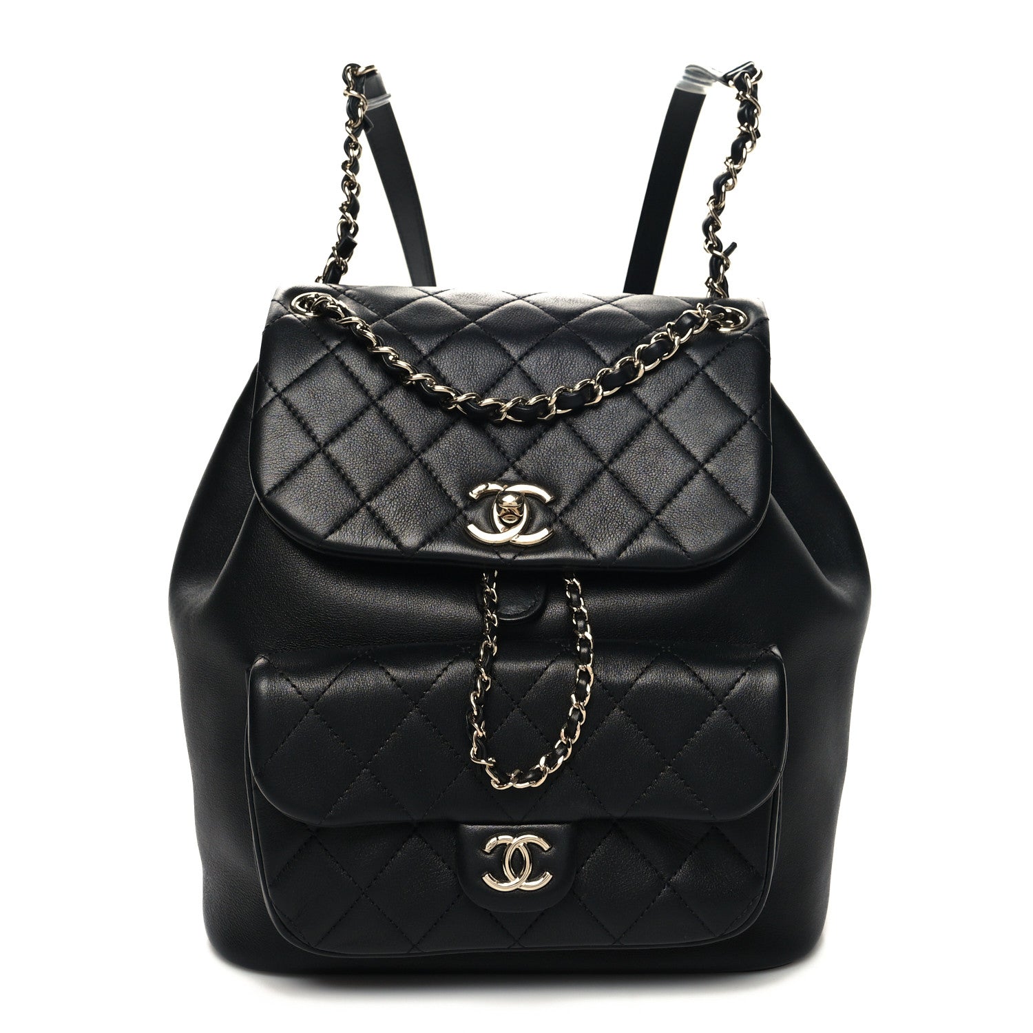 Chanel Lambskin Quilted Large Duma Drawstring Backpack Black 1 of 11