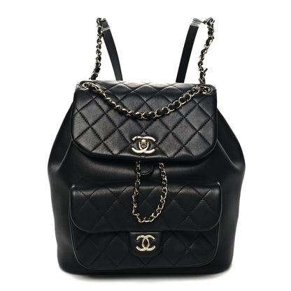 Chanel Lambskin Quilted Large Duma Drawstring Backpack Black 1 of 11