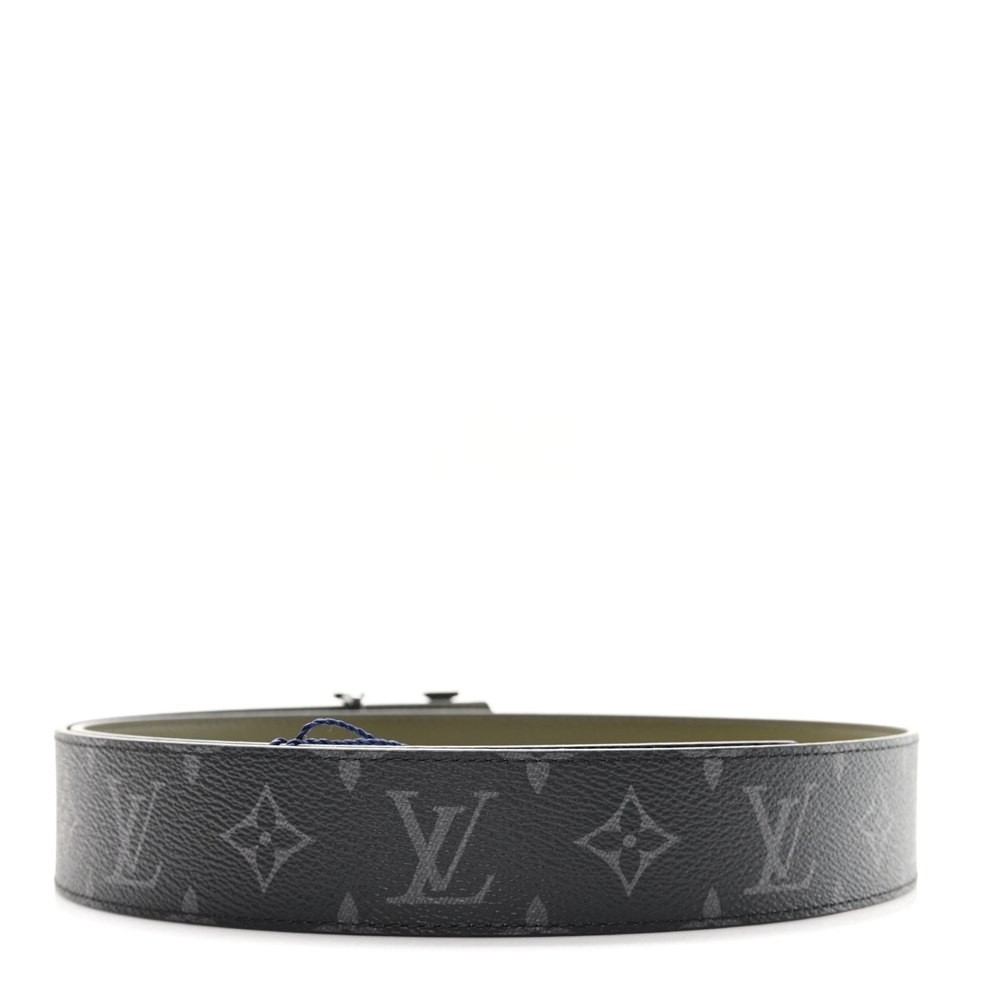 Calfskin Monogram Eclipse 40mm LV Initiales Reversible Belt 95 38 Black Green