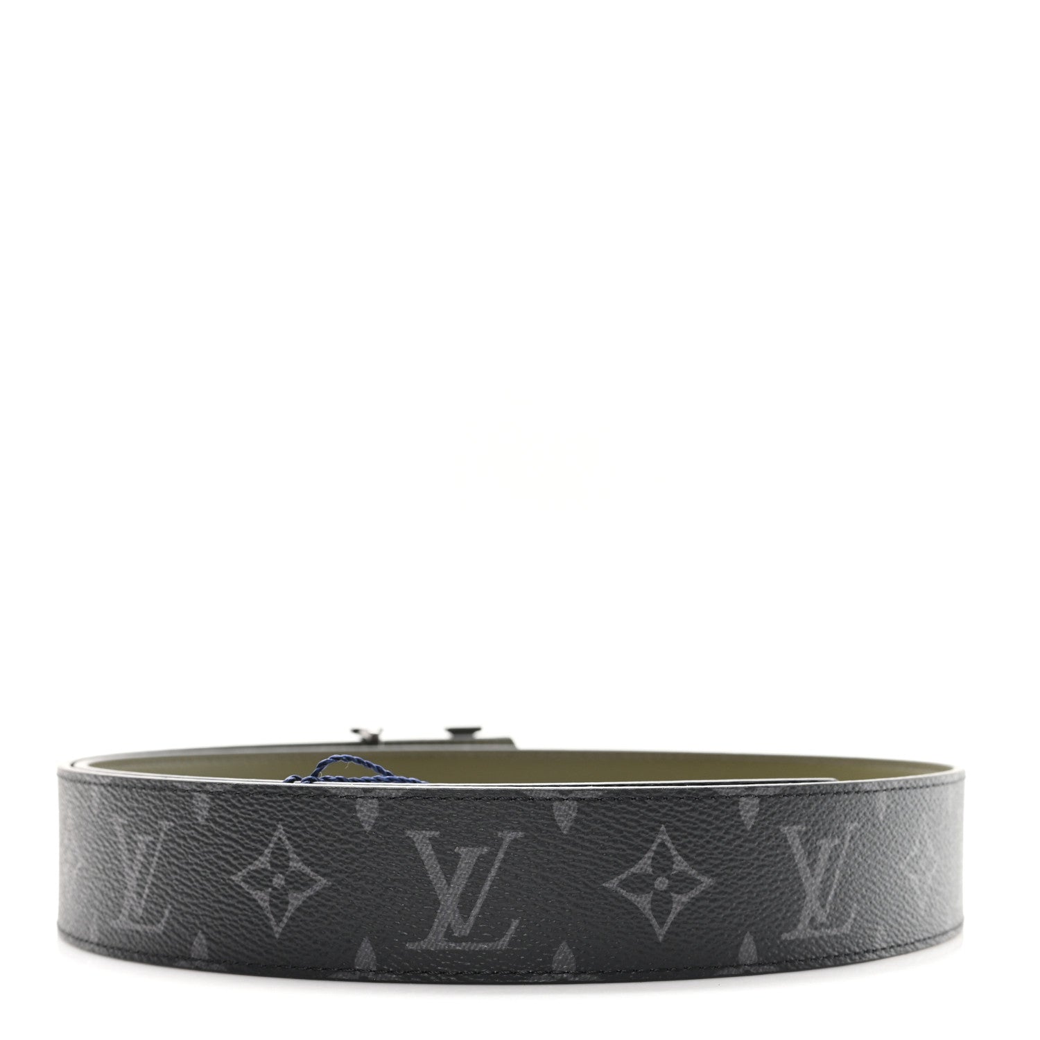 Louis Vuitton Calfskin Monogram Eclipse 40mm LV Initiales Reversible Belt 95 38 Black Green 2 of 5