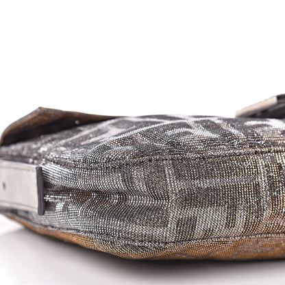 Fendi Metallic Lurex Zucca Vitello Baguette Oro Argento 9 of 10