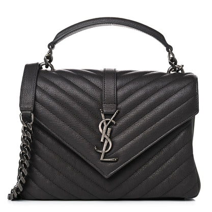 Saint Laurent Sheepskin Matelasse Chevron Monogram Medium College Bag Asphalt 1 of 14