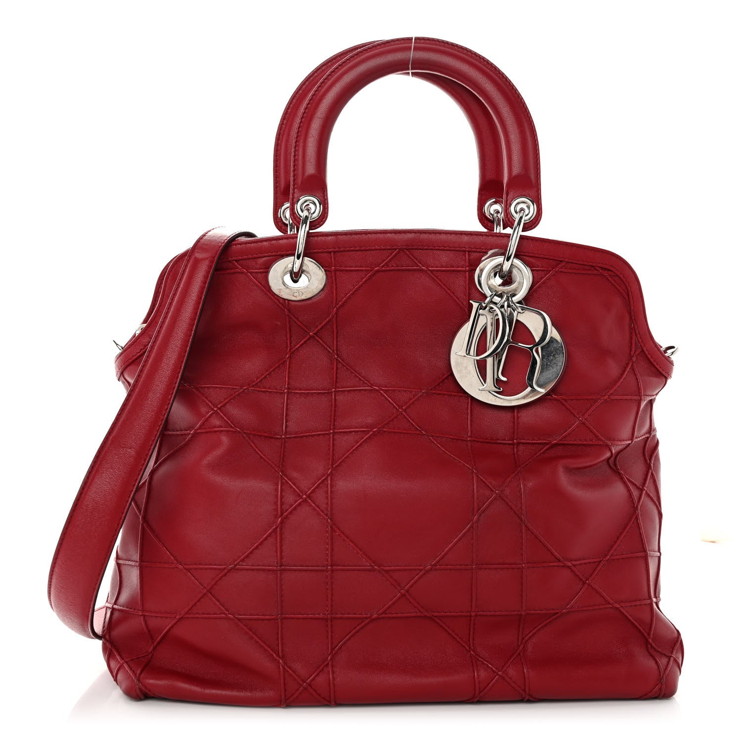 Christian Dior Lambskin Cannage Medium Granville Tote Red 1 of 10
