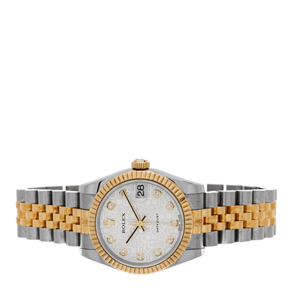 Rolex Stainless Steel 18K Yellow Gold Diamond 31mm Oyster Perpetual Datejust Watch Silver Jubilee 178273 2 of 5