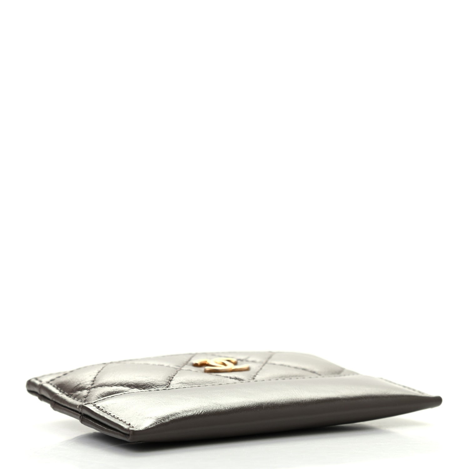 Chanel Aged Calfskin Quilted Gabrielle Card Holder Wallet Grey 4 of 8