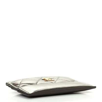 Chanel Aged Calfskin Quilted Gabrielle Card Holder Wallet Grey 4 of 8