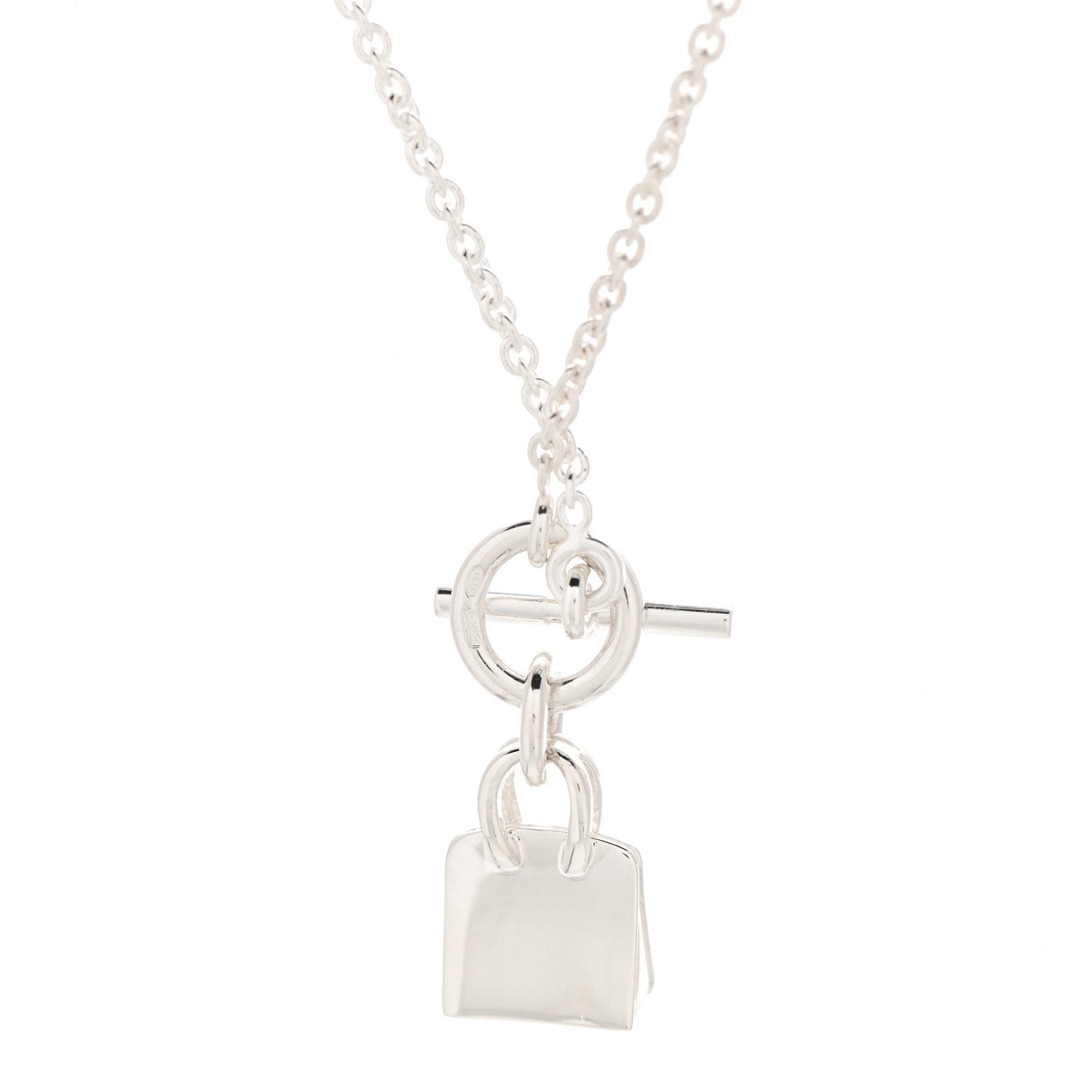 Hermes Sterling Silver Birkin Amulette Pendant Necklace 5 of 6