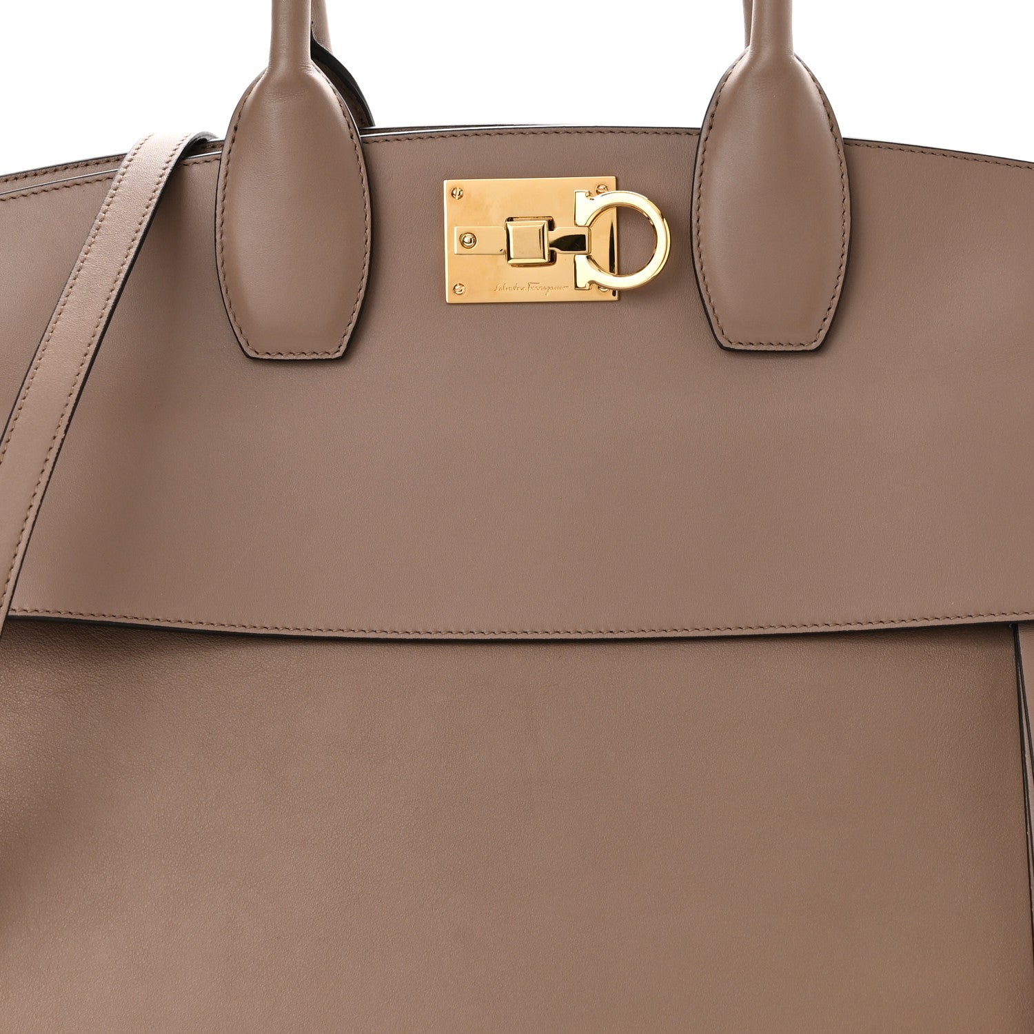 Salvatore Ferragamo Calfskin Large Studio Bag Mud 6 of 9