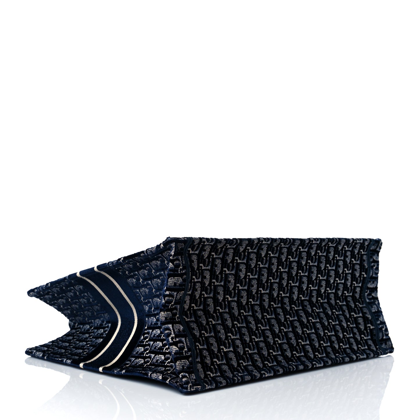 Oblique Velvet Book Tote Blue Multicolor