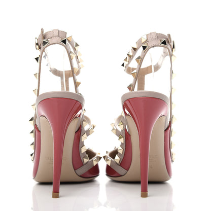 Valentino Garavani Patent Nappa Rockstud Ankle Strap 100mm Pumps 39.5 Rosso Valentino Poudre 7 of 10