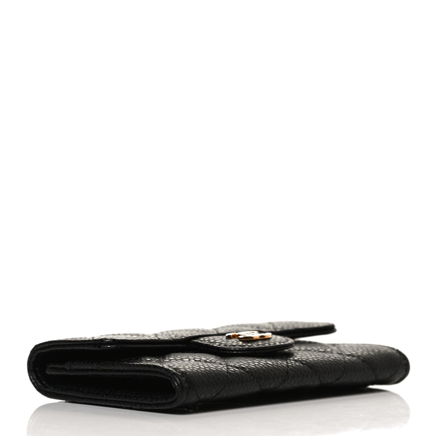 Caviar Quilted Flap Card Holder Black