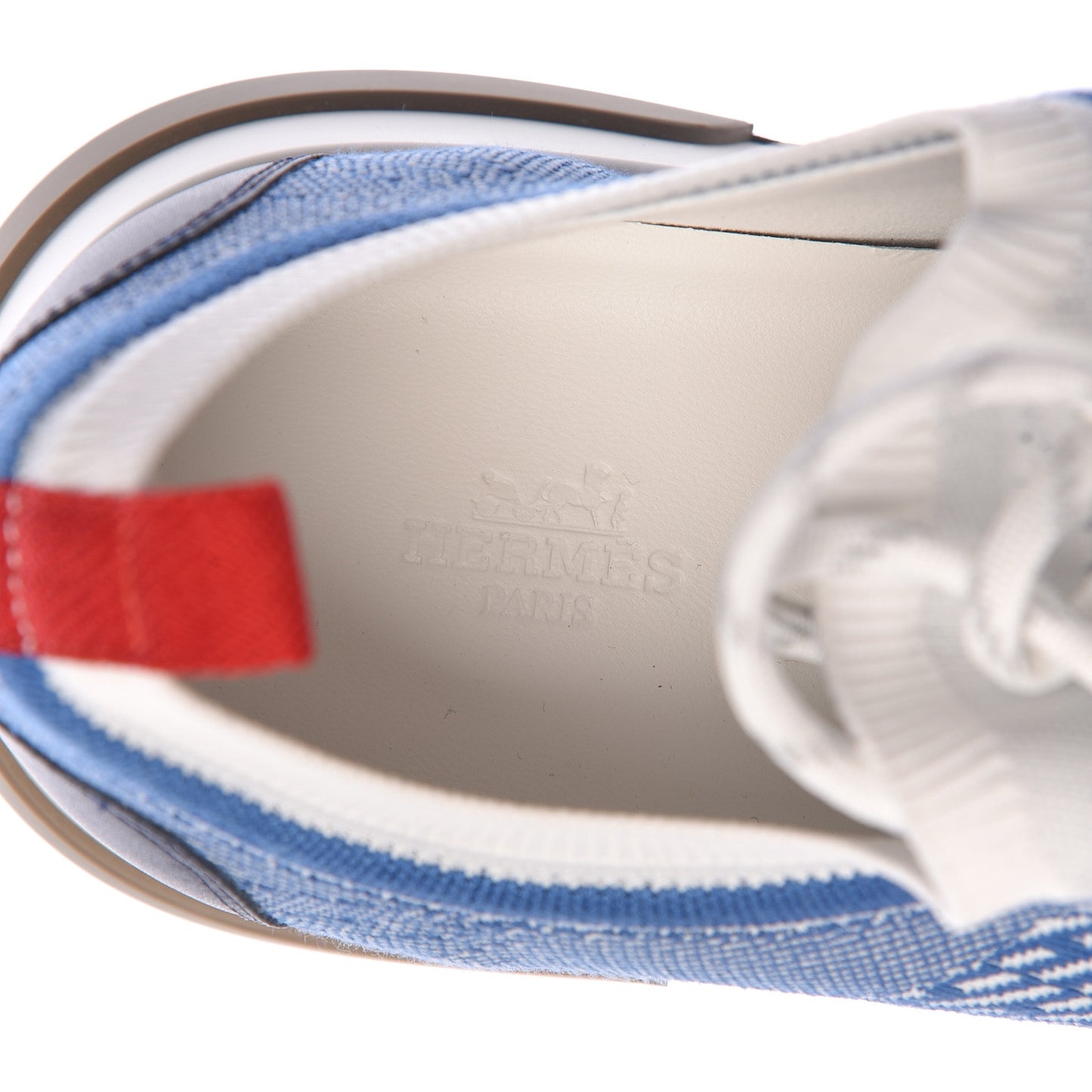 Knit Goatskin Mens Addict Sneakers 45 White Blue Jean