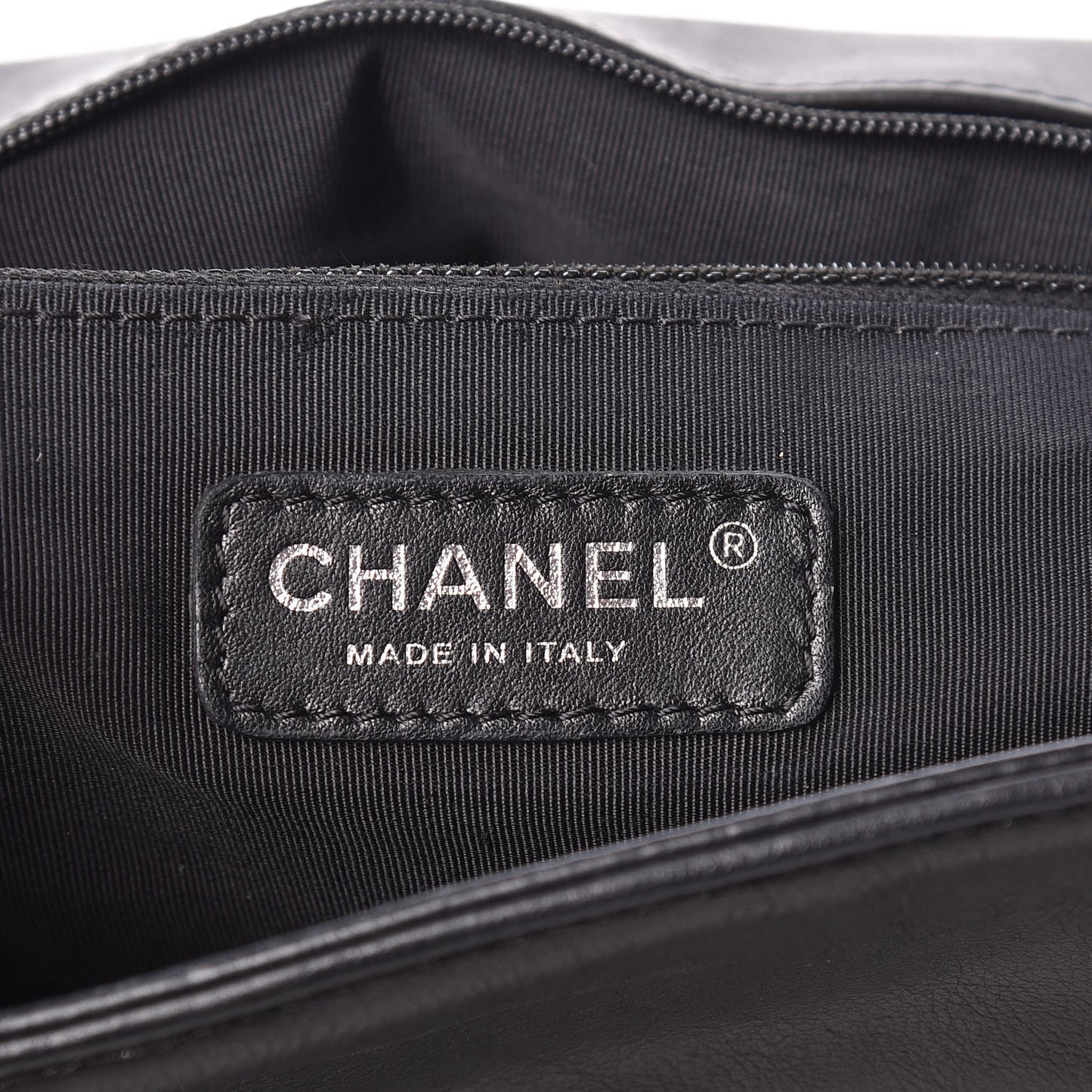 Calfskin Quilted Large Boy Flap Black