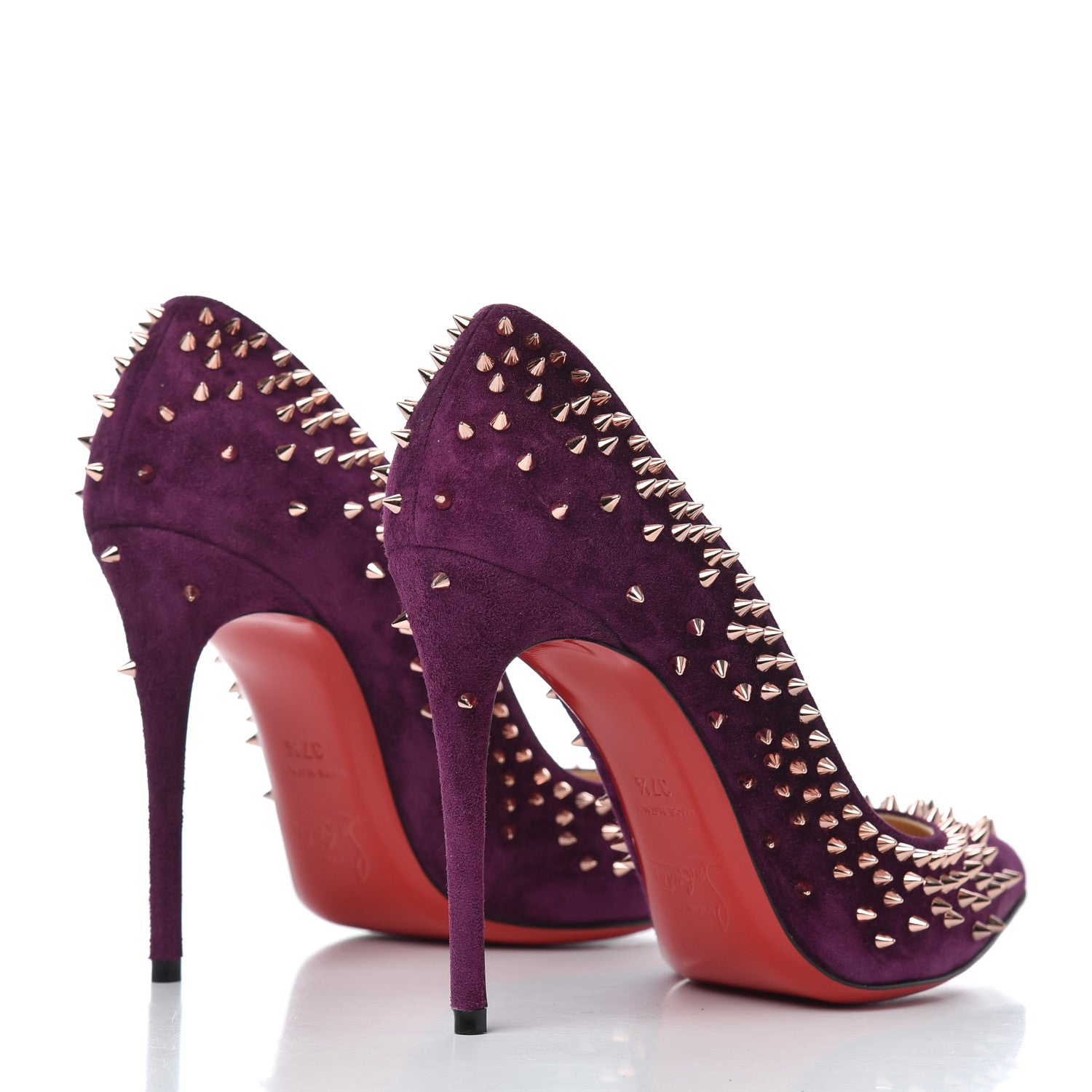 Christian Louboutin Veau Velours Studded Escarpic 100 Pumps 37.5 Merlot Copper 4 of 11