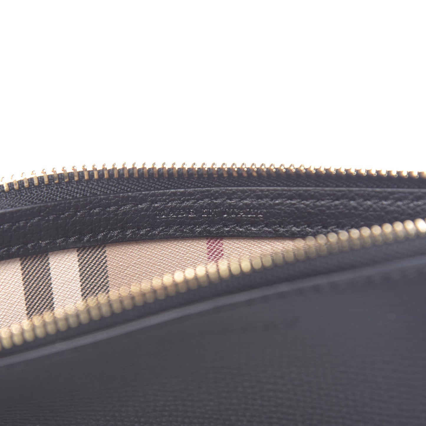 Grainy Calfskin Haymarket Check Zip Pouch Black