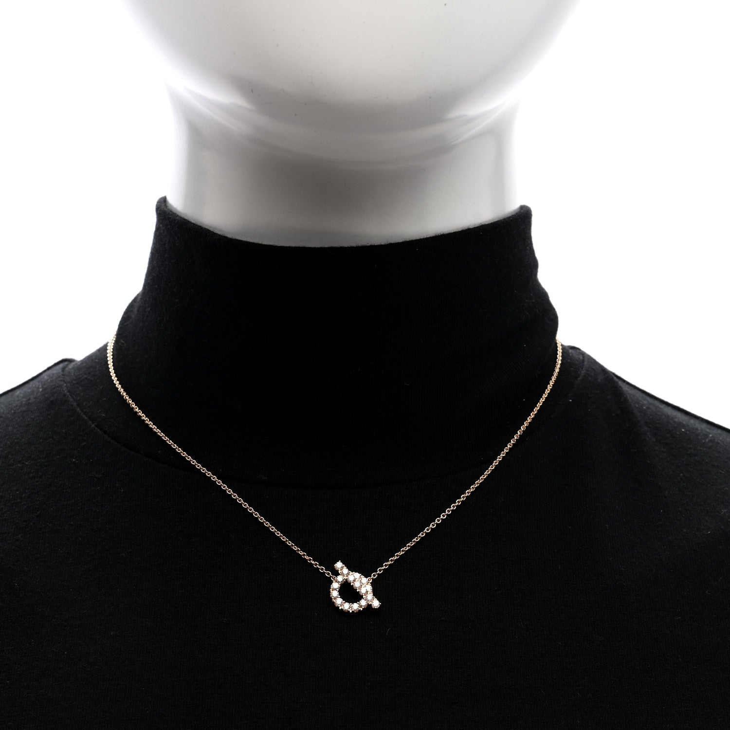 Hermes 18K Rose Gold Diamond Finesse Pendant Necklace 2 of 6