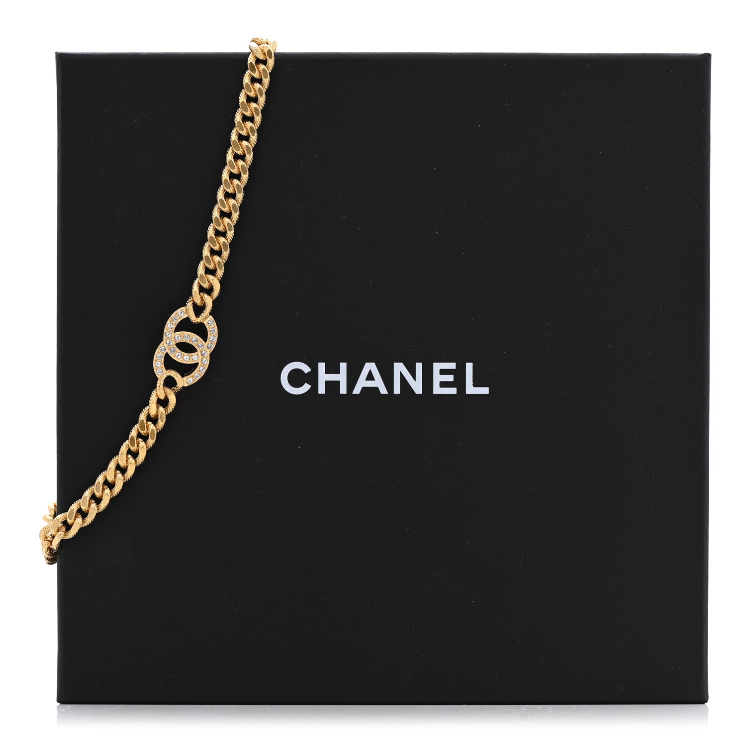 Chanel Crystal Chain Link CC Choker Necklace Gold 6 of 6