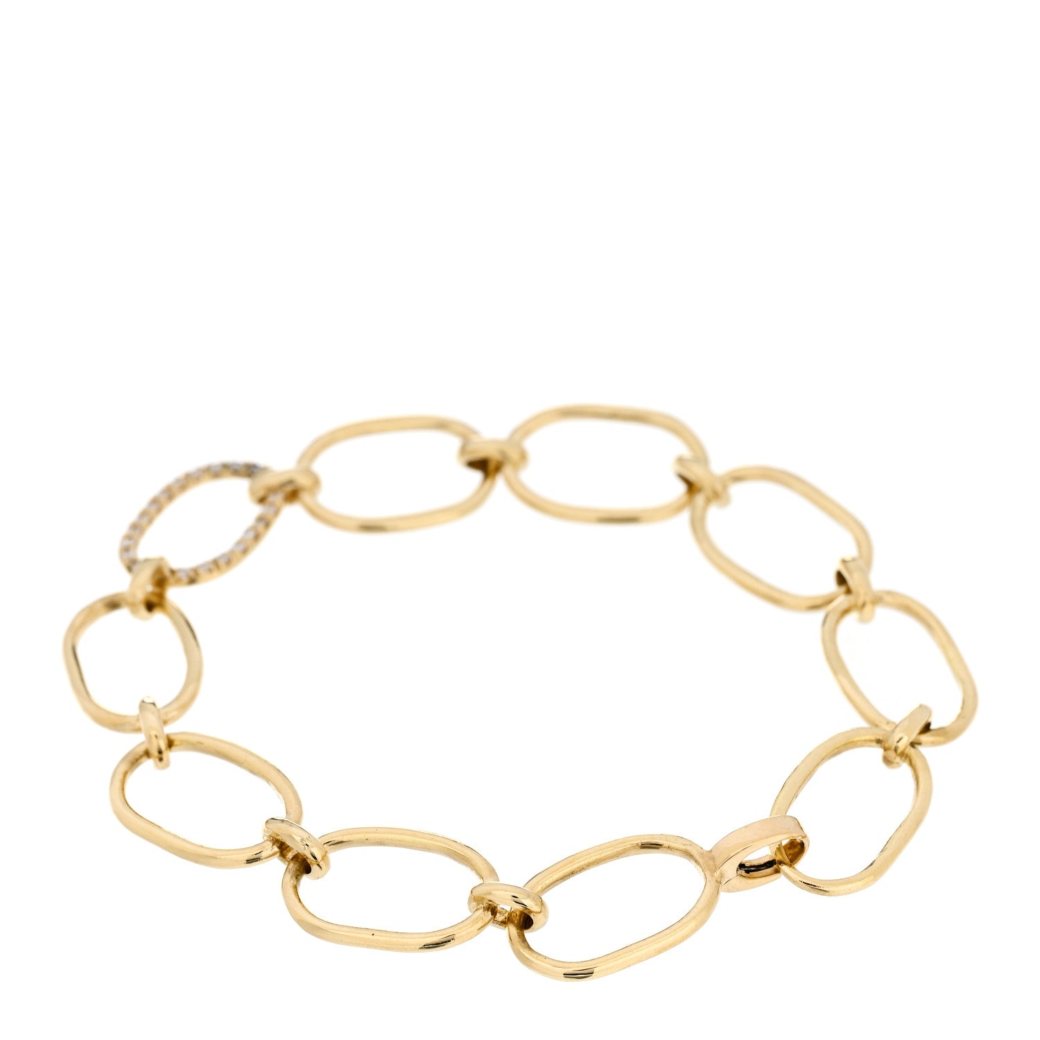 Irene Neuwirth 18K Yellow Gold Diamond Large Oval Single Pave Link Bracelet 2 of 5