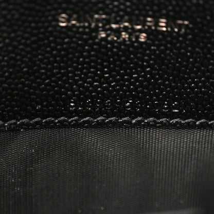 Saint Laurent Grain De Poudre Matelasse Chevron Monochrome Monogram Envelope Chain Wallet Black 7 of 10