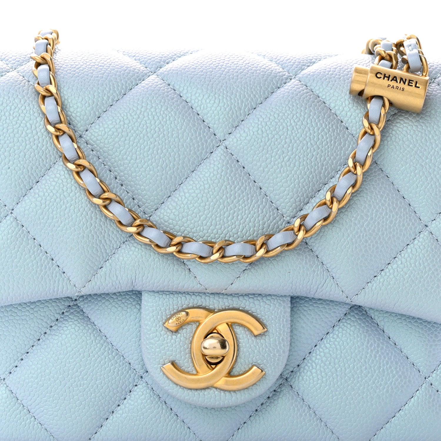 Chanel Iridescent Caviar Quilted Mini My Perfect Flap Light Blue 7 of 10