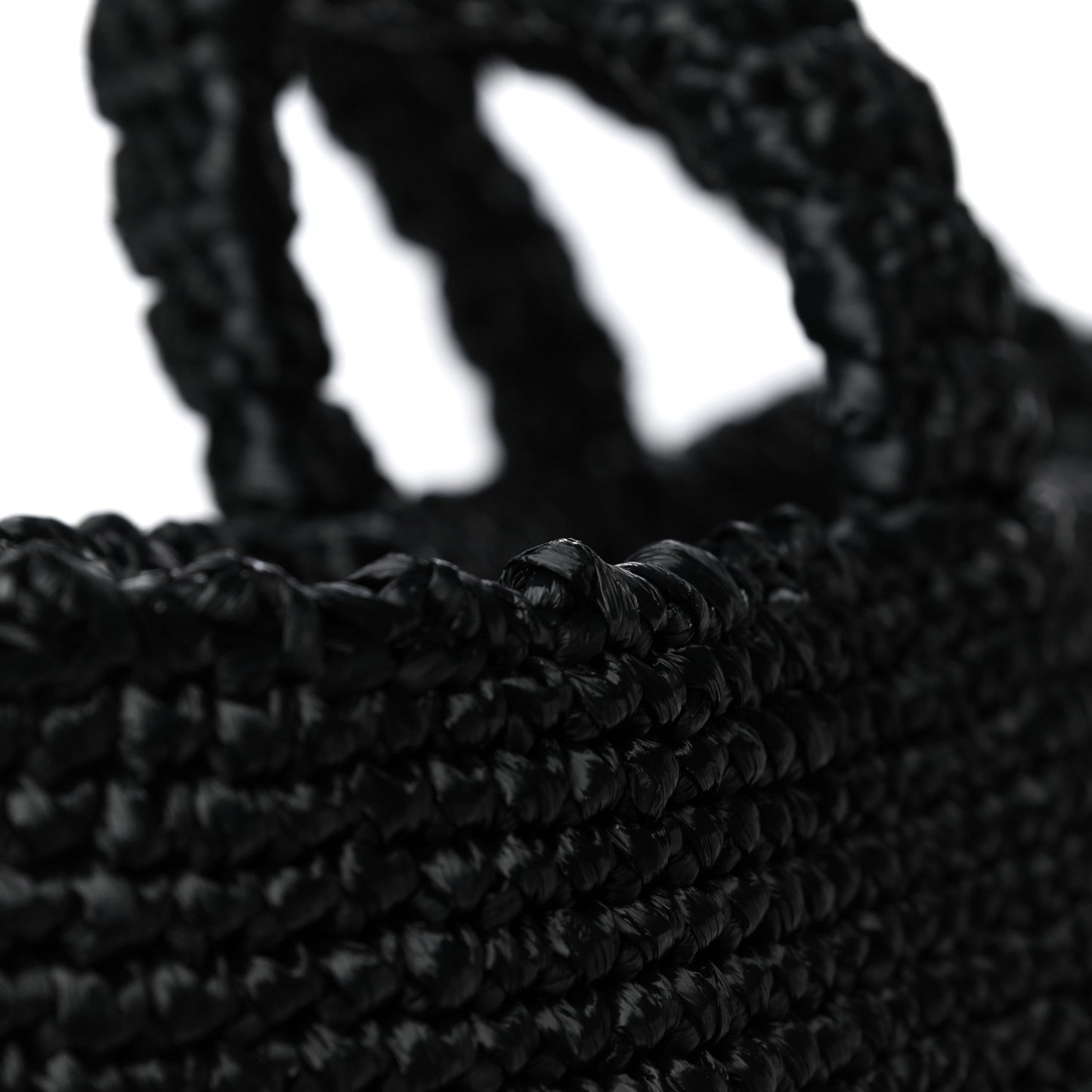 Raffia Logo Tote Naurale Black