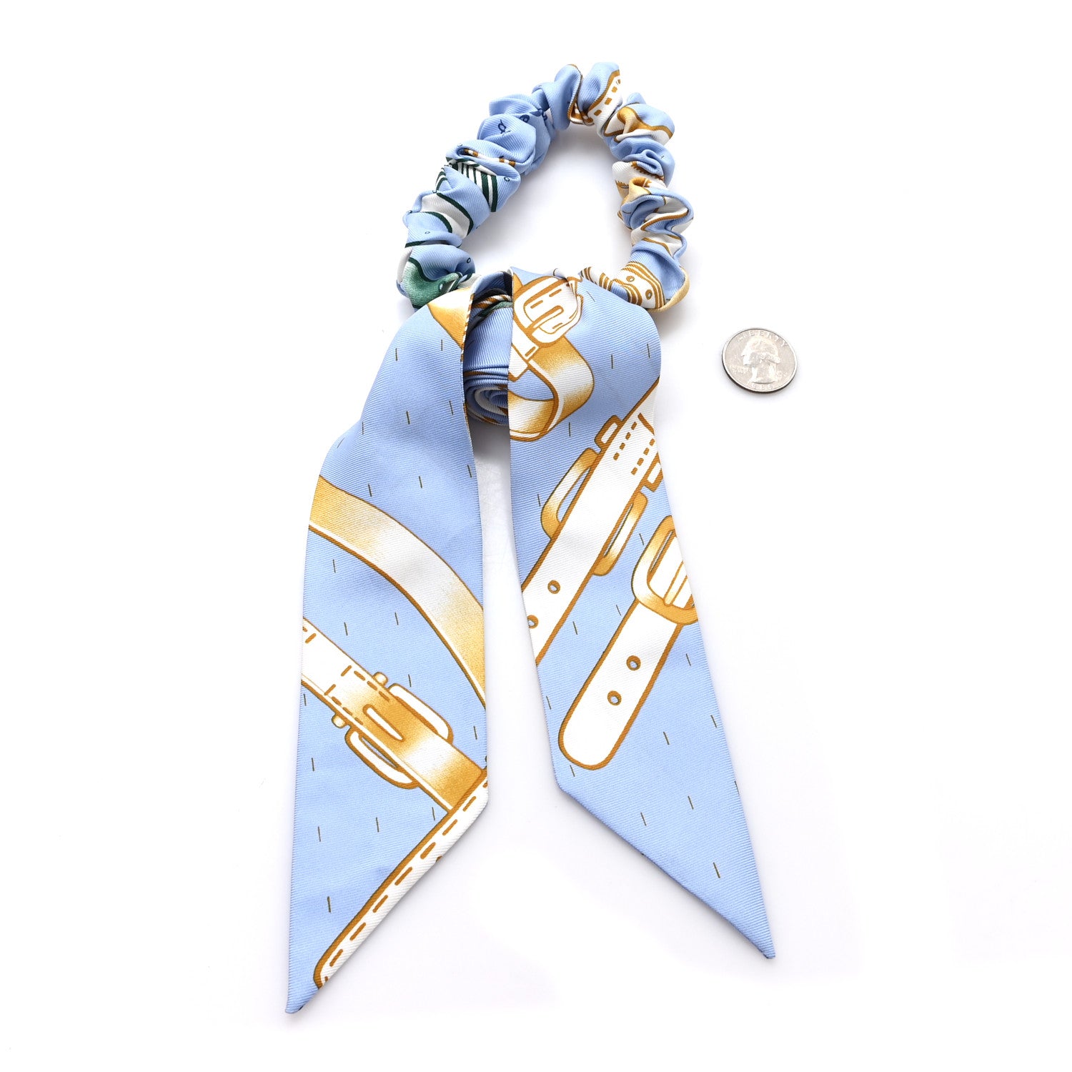 Hermes Silk Blla A L'Ombre Des Chouchou Scrunchie Blue 2 of 3