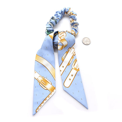 Hermes Silk Blla A L'Ombre Des Chouchou Scrunchie Blue 2 of 3