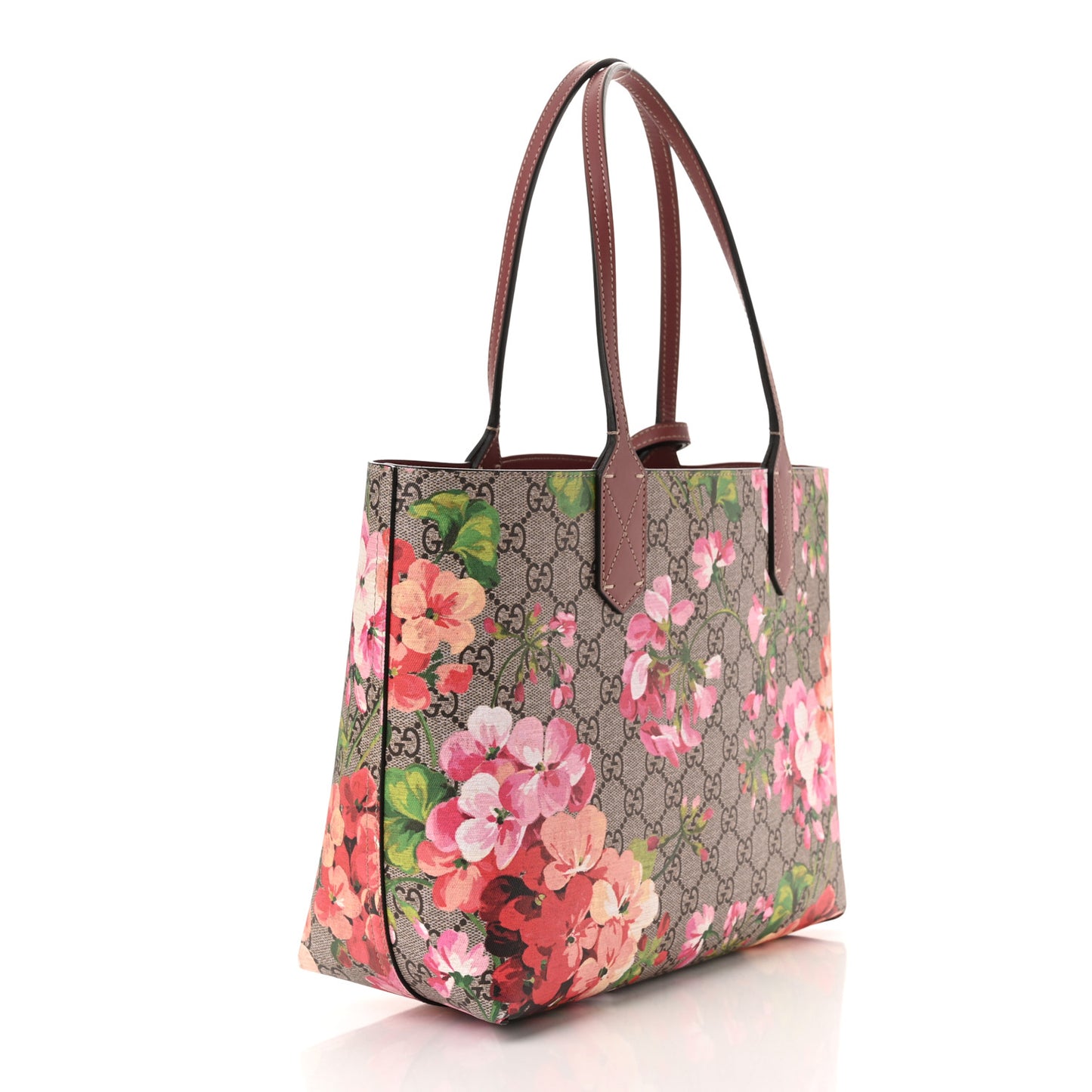 GG Supreme Monogram Blooms Small Reversible Tote Beige Multicolor Dry Rose