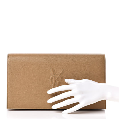 Saint Laurent Calfskin Monogram Large Belle De Jour Clutch Beige 2 of 9