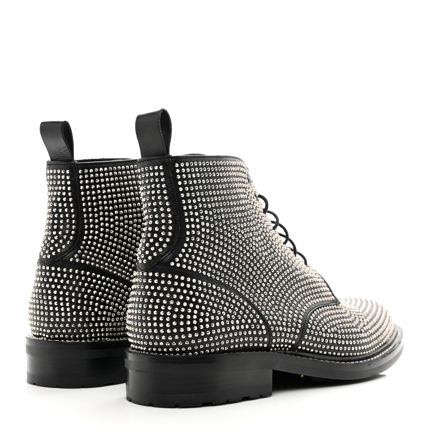 Saint Laurent Calfskin Mens Studded Lace Up Boots 41.5 Black 4 of 9