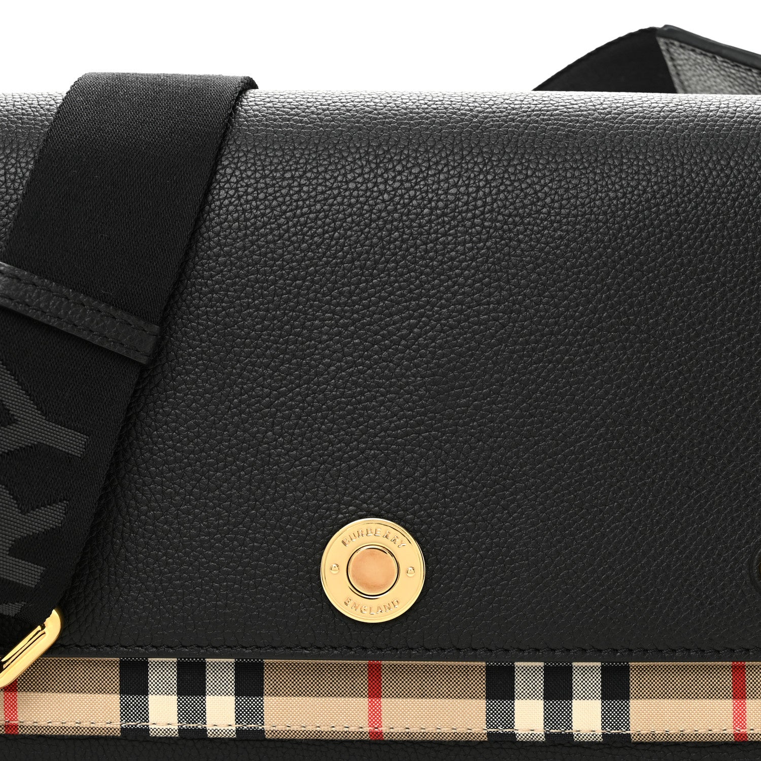 Burberry Grainy Calfskin Vintage Check Note Crossbody Bag Black 7 of 9