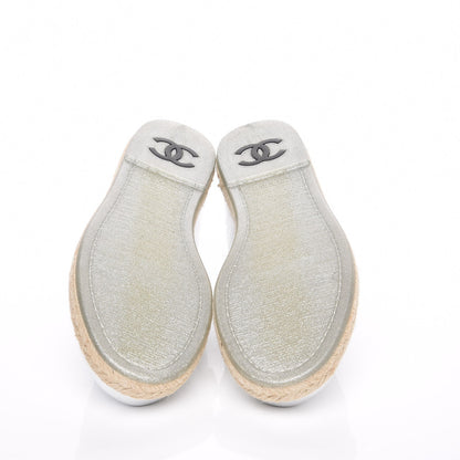 Chanel Crumpled Lambskin CC Mocassin Loafer Espadrilles 38.5 Silver 5 of 7