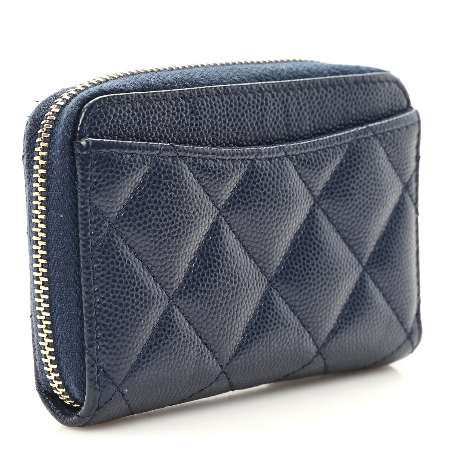 Chanel Caviar Quilted Zip Coin Purse Blue 3 of 7