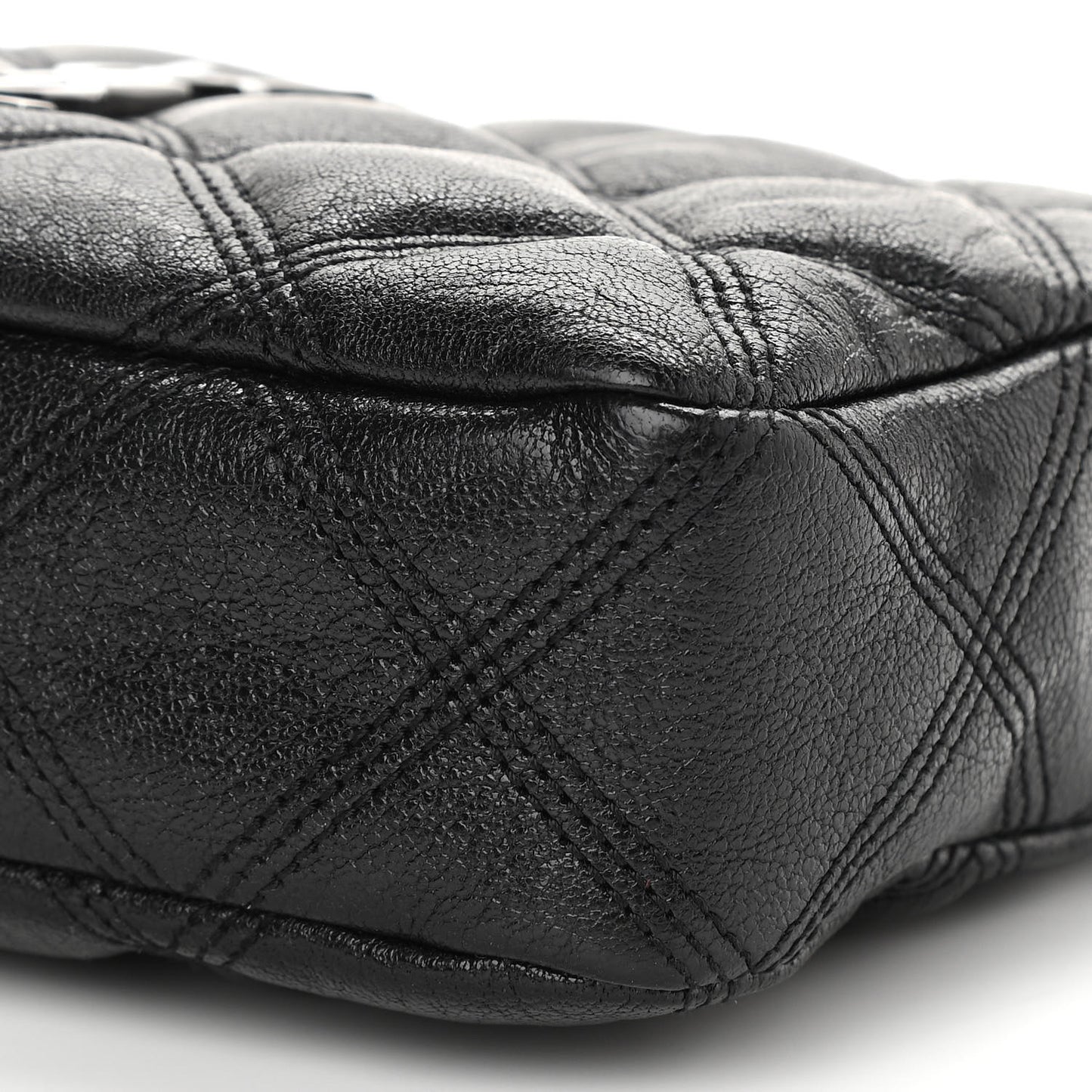 Grained Lambskin Quilted Mini Becky Double Zip Bag Black