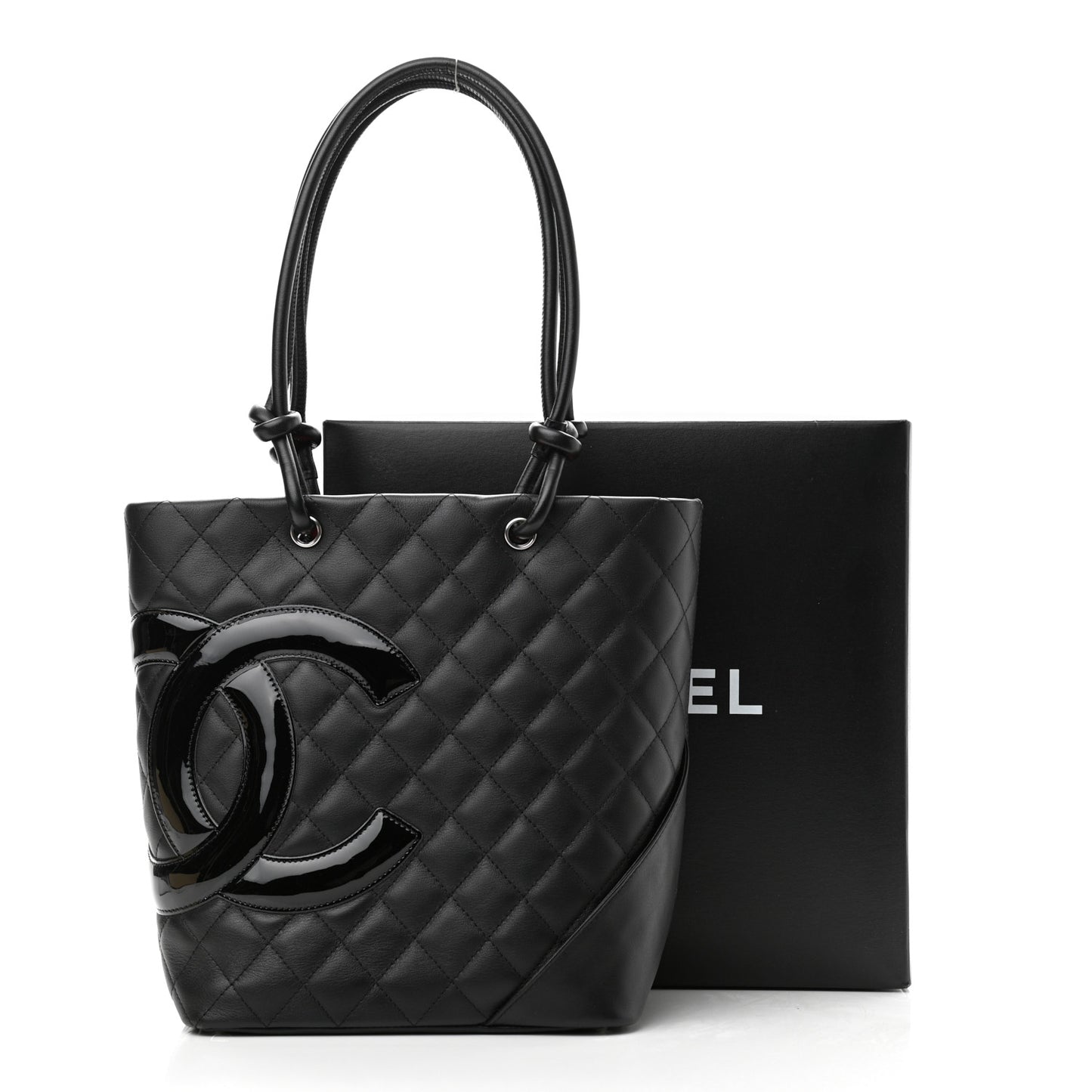 Calfskin Quilted Medium Cambon Tote Black