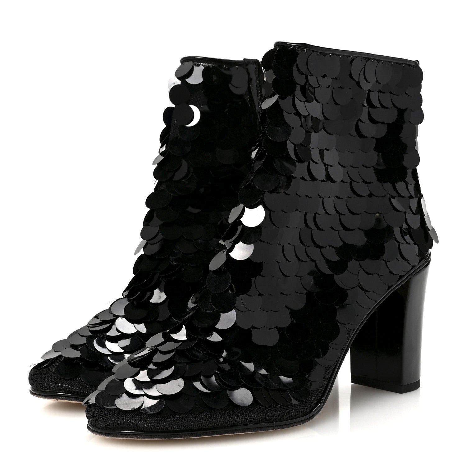 Chanel Sequin Mesh Boots 38.5 Black 4 of 9