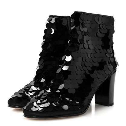 Chanel Sequin Mesh Boots 38.5 Black 4 of 9