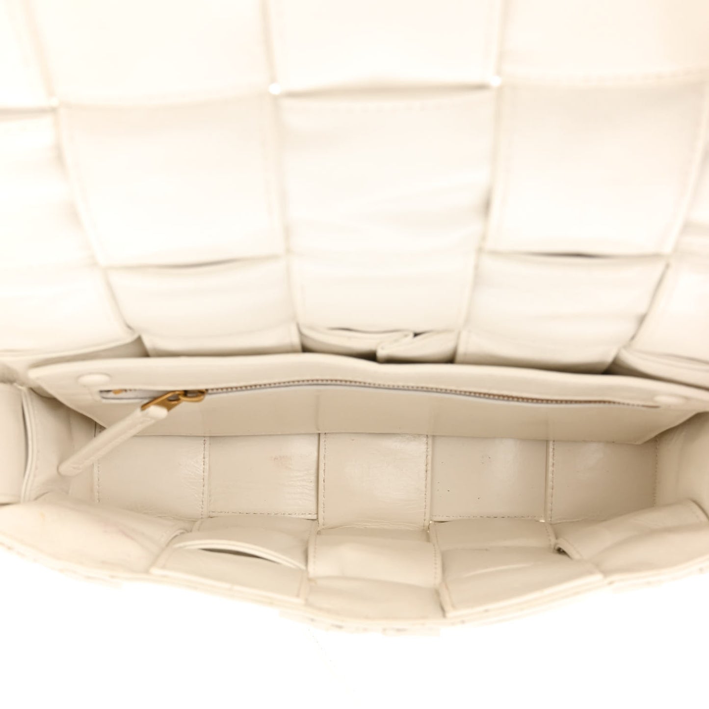 Calfskin Intreccio Plisse Cassette Crossbody Bag White