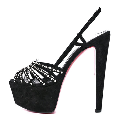 Christian Louboutin Suede Crystal Vegastrassima Alta 160 Pumps 38.5 Black 1 of 8