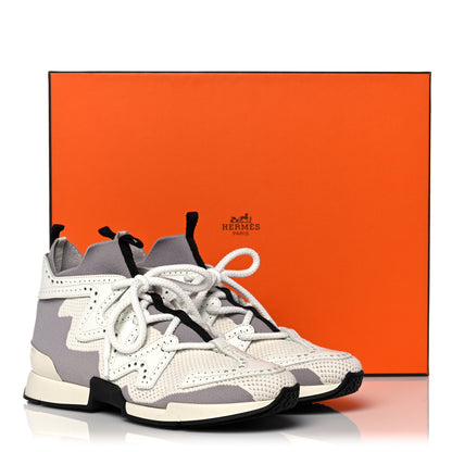 Hermes Mesh Calfskin Action Sneakers 38 Gris Clair Multicolor 10 of 10
