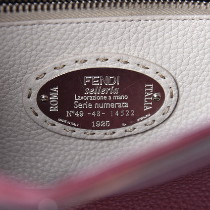 Fendi Cuoio Romano Elaphe Selleria Lace Up Bi-Color Medium Peekaboo Iconic Satchel Bordeaux Grigio Polvere Natural 9 of 15
