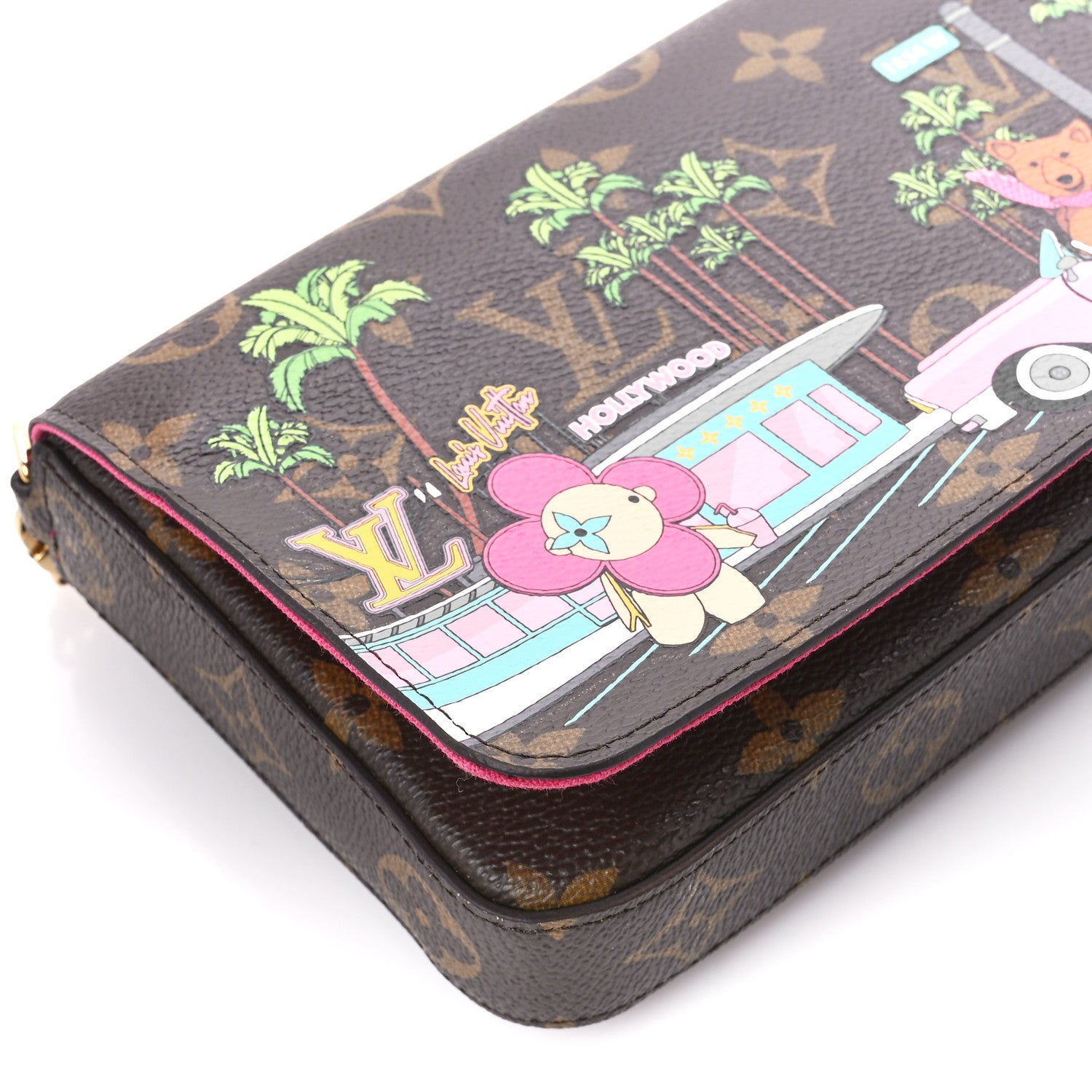 Louis Vuitton Monogram 2021 Christmas Animation Hollywood Pochette Felicie Chain Wallet Fuchsia 13 of 14