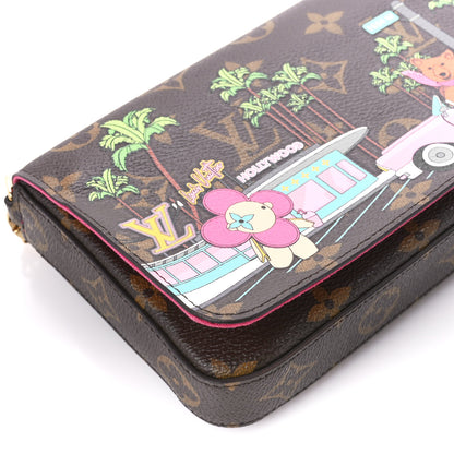Louis Vuitton Monogram 2021 Christmas Animation Hollywood Pochette Felicie Chain Wallet Fuchsia 13 of 14