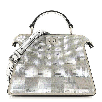 Fendi Crystal Vitello Laminato FF Petite Peekaboo I SEE U Satchel Crystal Argento 1 of 13