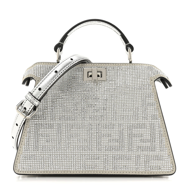 Fendi Crystal Vitello Laminato FF Petite Peekaboo I SEE U Satchel