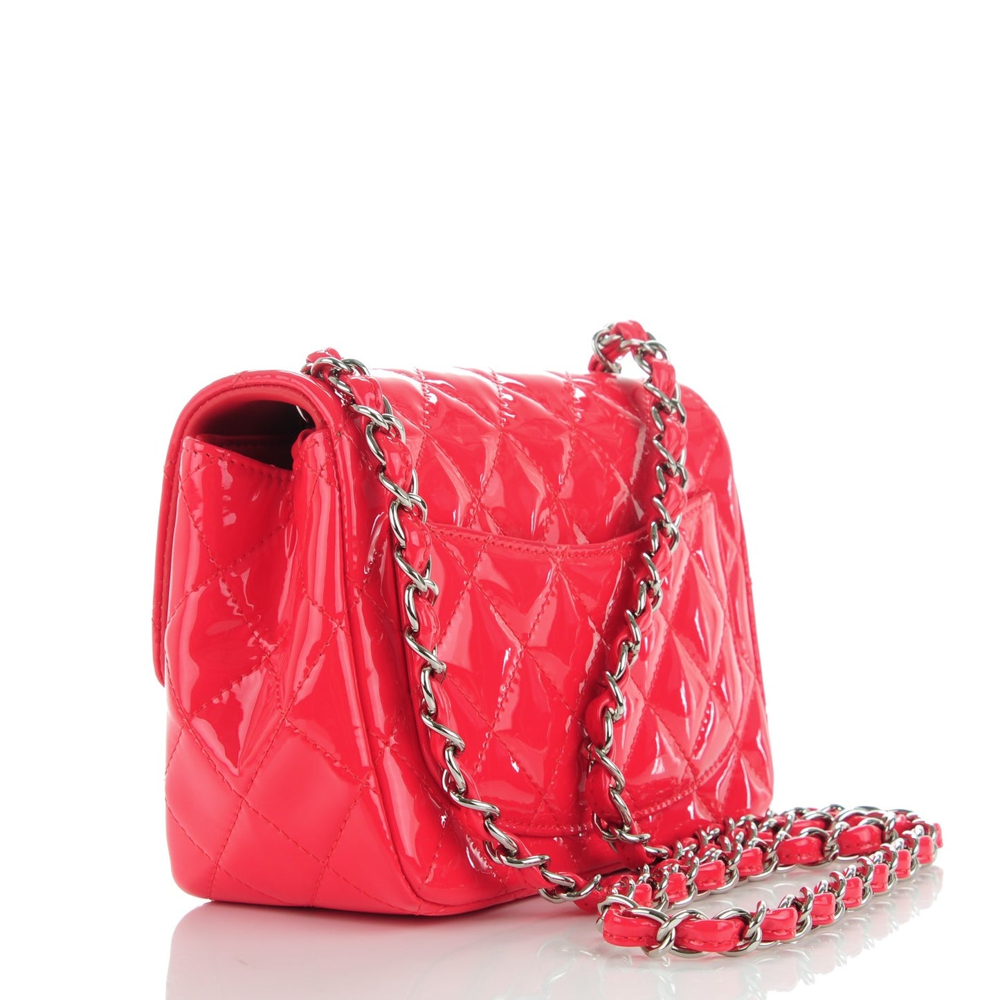 Patent Quilted Mini Square Flap Pink