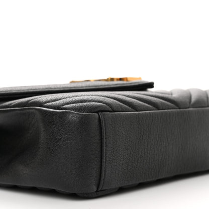Saint Laurent Sheepskin Matelasse Chevron Monogram Medium College Bag Black 9 of 11