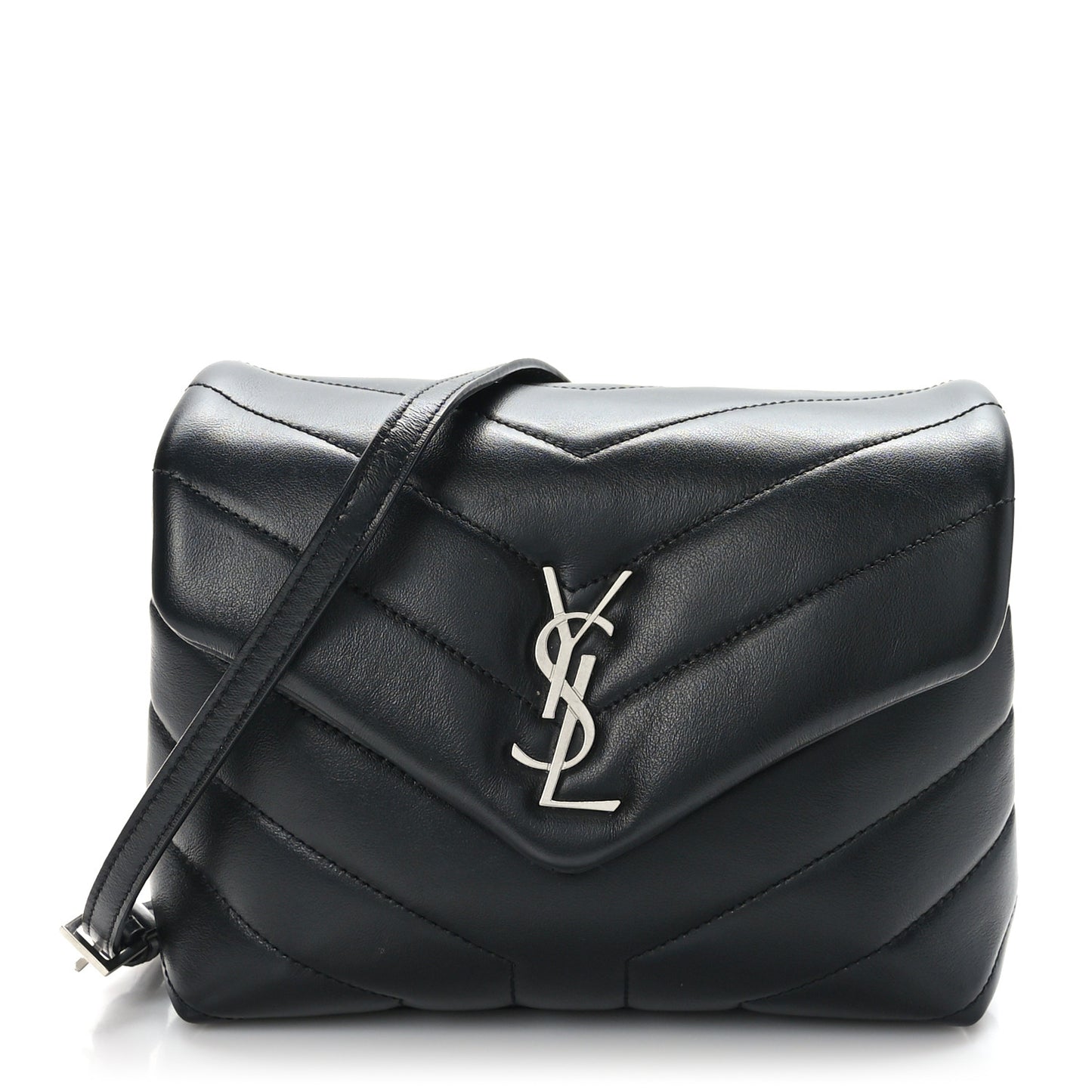 Calfskin Y Quilted Monogram Toy Loulou Crossbody Bag Black